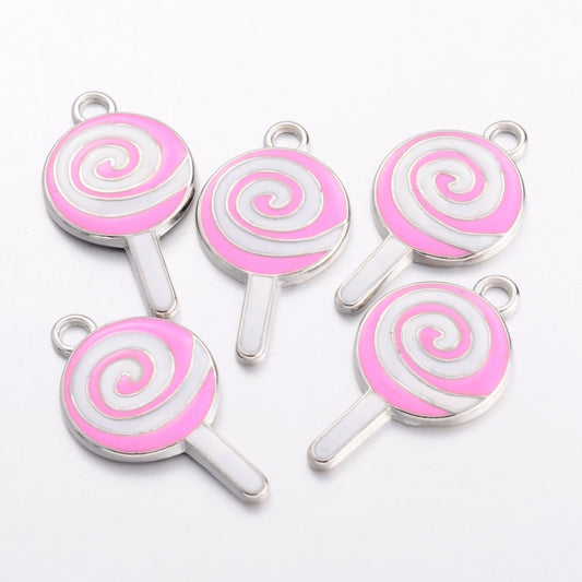 Pink Swirl Lollipop Charm