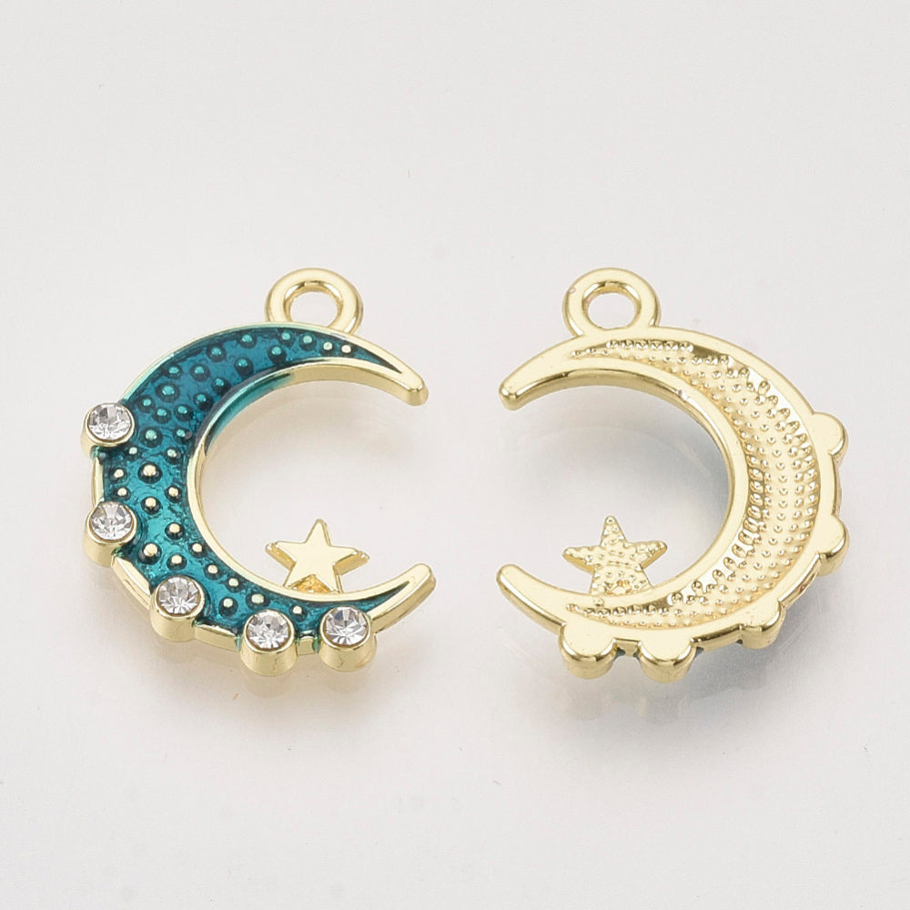 Teal Moon and Stars Charm