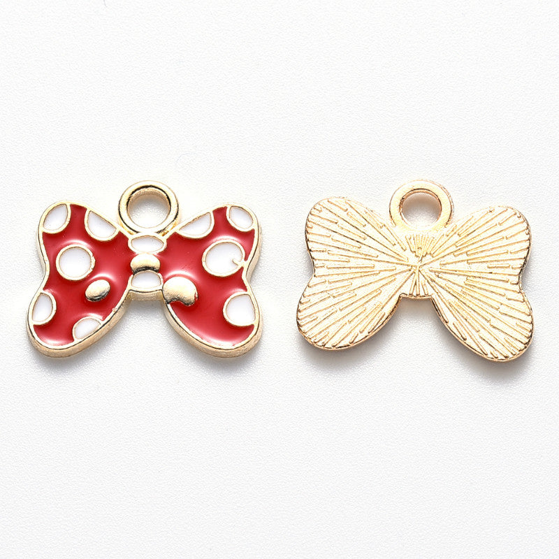 Red Polka dot Bow Charm