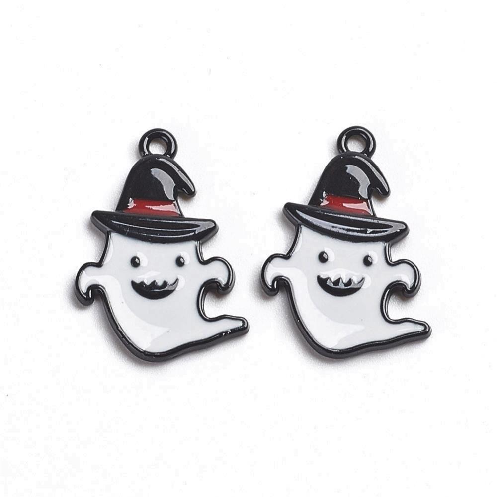 Ghost with Witch Hat Charm - Halloween