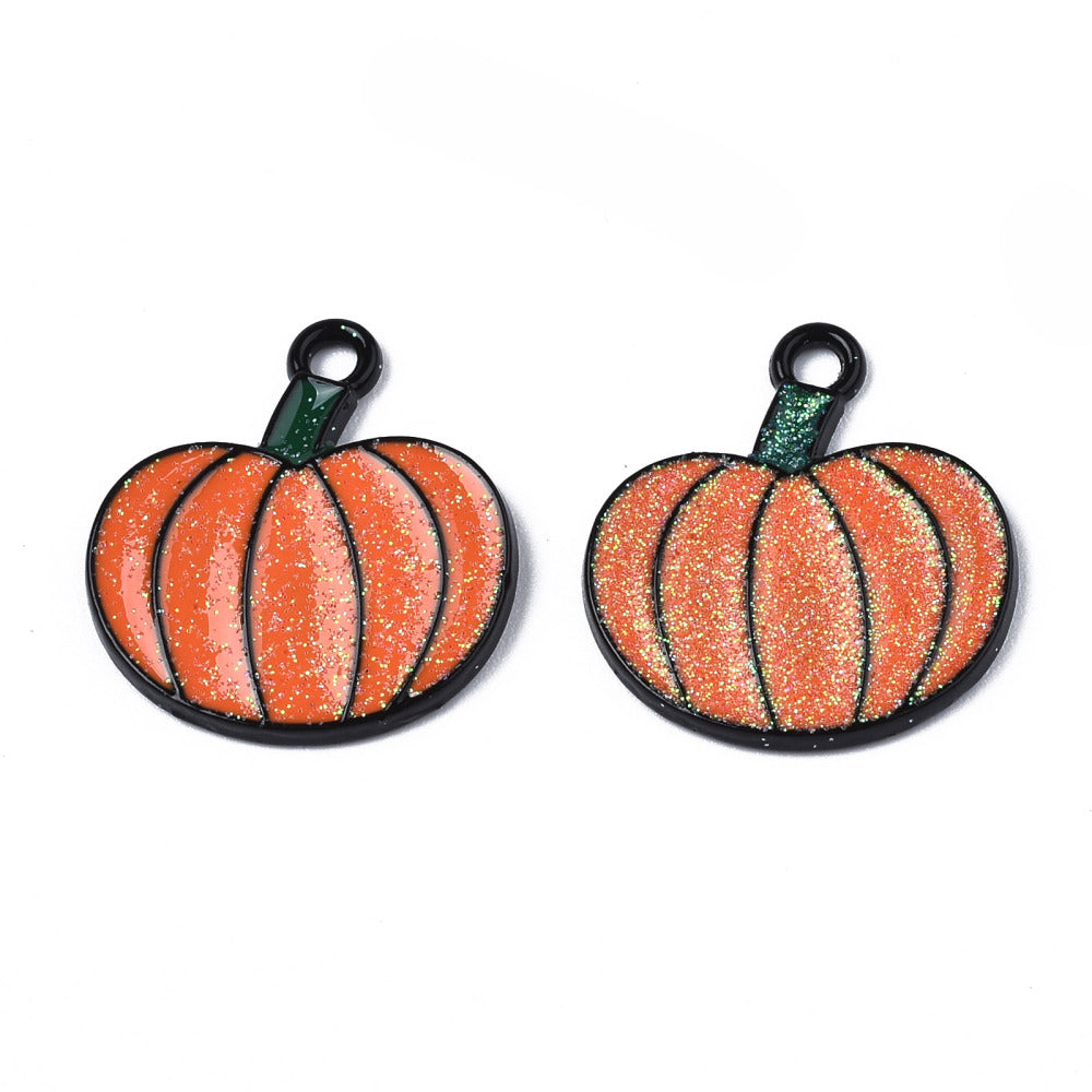 Glitter Pumpkin Charm Black Frame