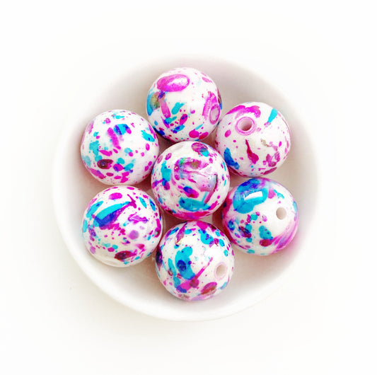 20mm Printed Beads - Splatter Paint