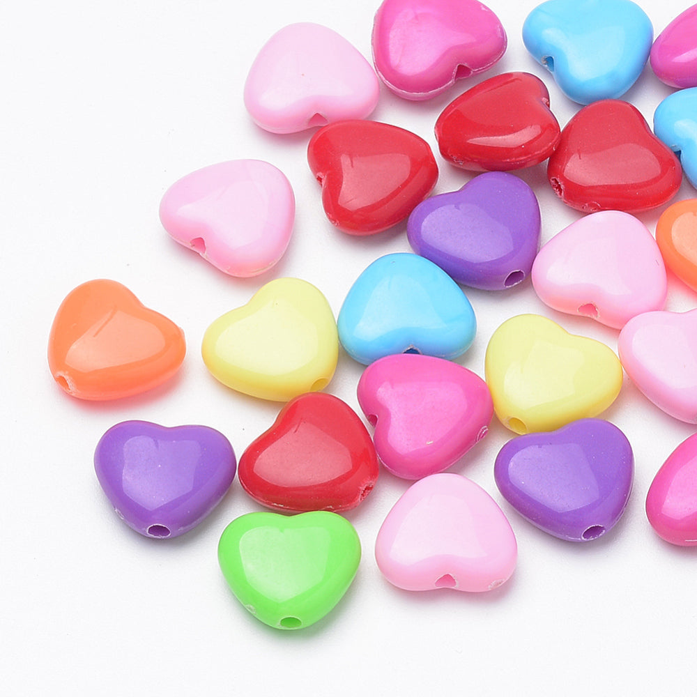 Acrylic Heart Beads