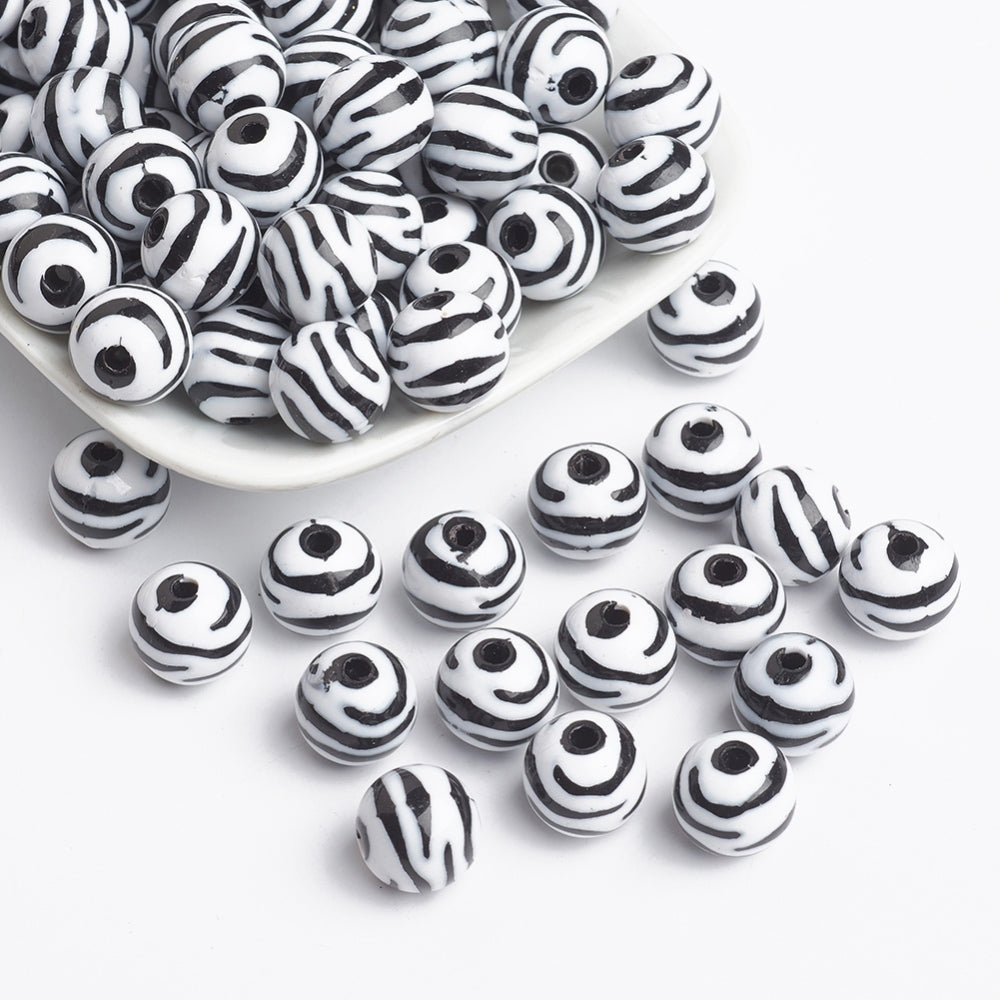 Zebra Print Acrylic Beads