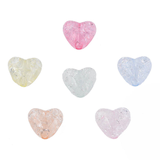 Acrylic Crackle Heart Beads